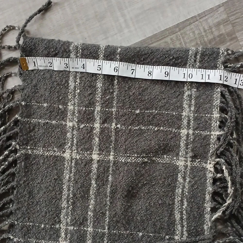 Charlotte Russe Black and Gray Plaid Infinity Scarf With Fringe